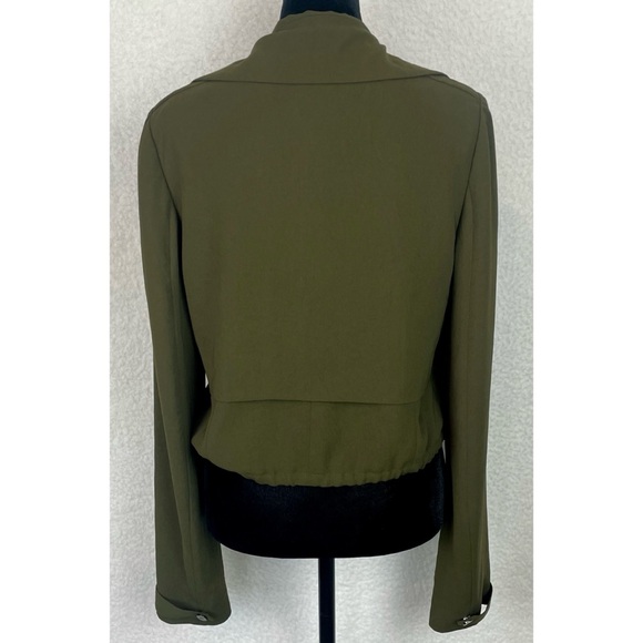 HAUTE HIPPIE • Olive Green Cropped Drawstring Trench Jacket, S - Picture 8 of 16